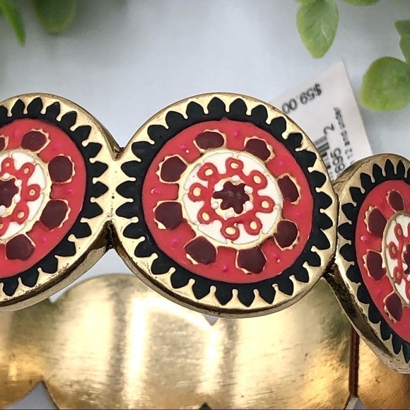 Lucky Brand Suzani Style Matte Enamel Mandala Scalloped Bangle Bracelet - Picture 4 of 11